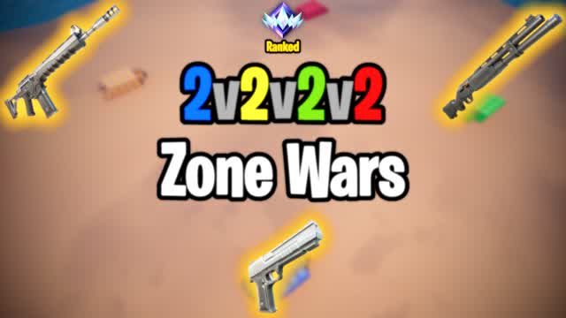 2v2v2v2 Zone Wars in desert — Fortnite Creative map cover art
