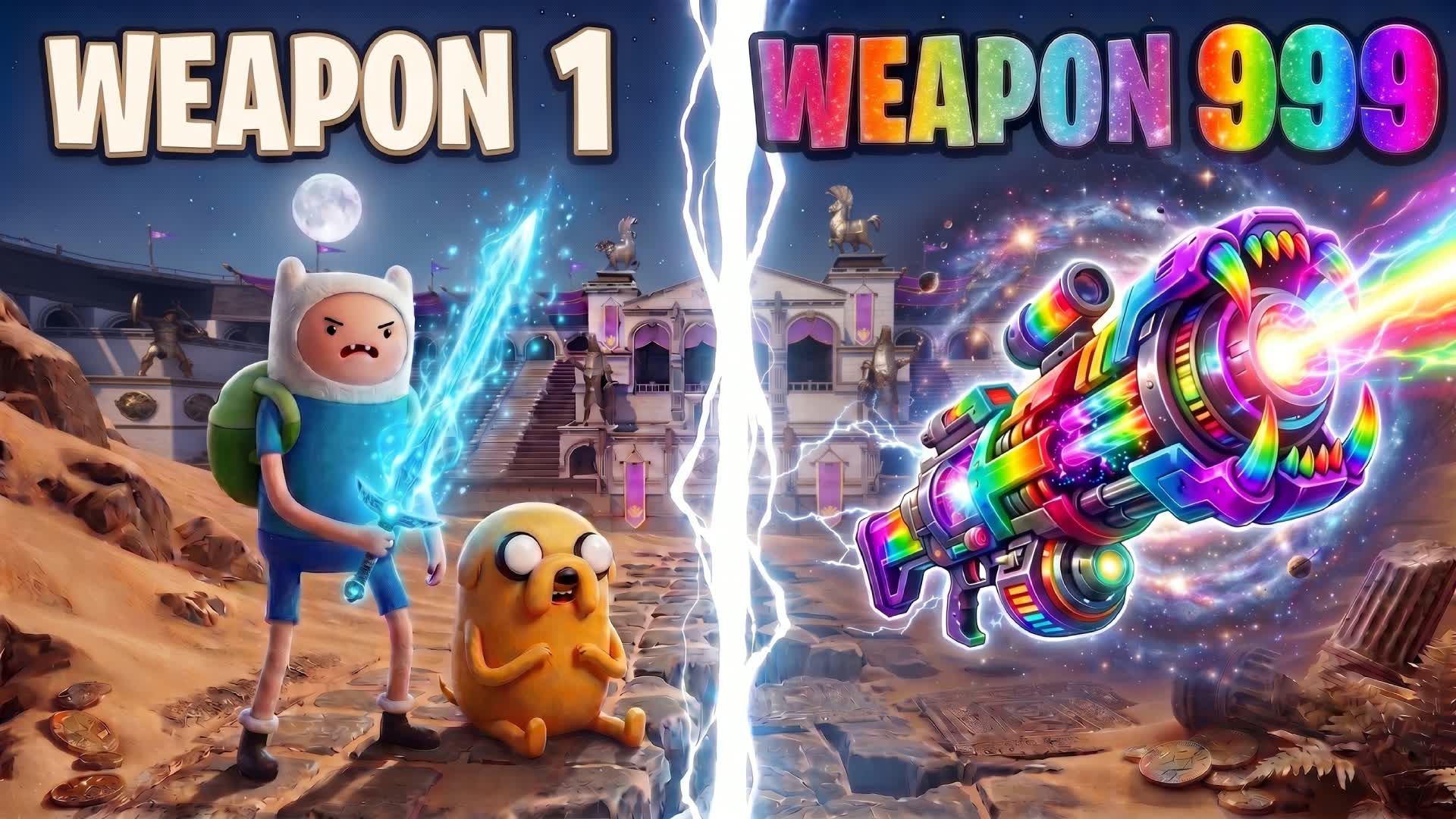 ♾️ DESERT GUN GAME 🔫 ONE SHOT (NIGHT) — Fortnite Creative map