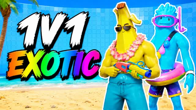 🔫 SUMMER EXOTIC 1V1 – GUNS & FFA 🎯 — Fortnite Creative map cover art
