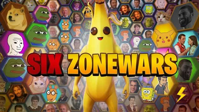 SIX ZONEWARS🏃‍♀️‍➡️ — Fortnite Creative map cover art