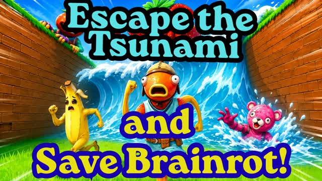 Escape the Tsunami and Save Brainrot — Fortnite Creative map cover art