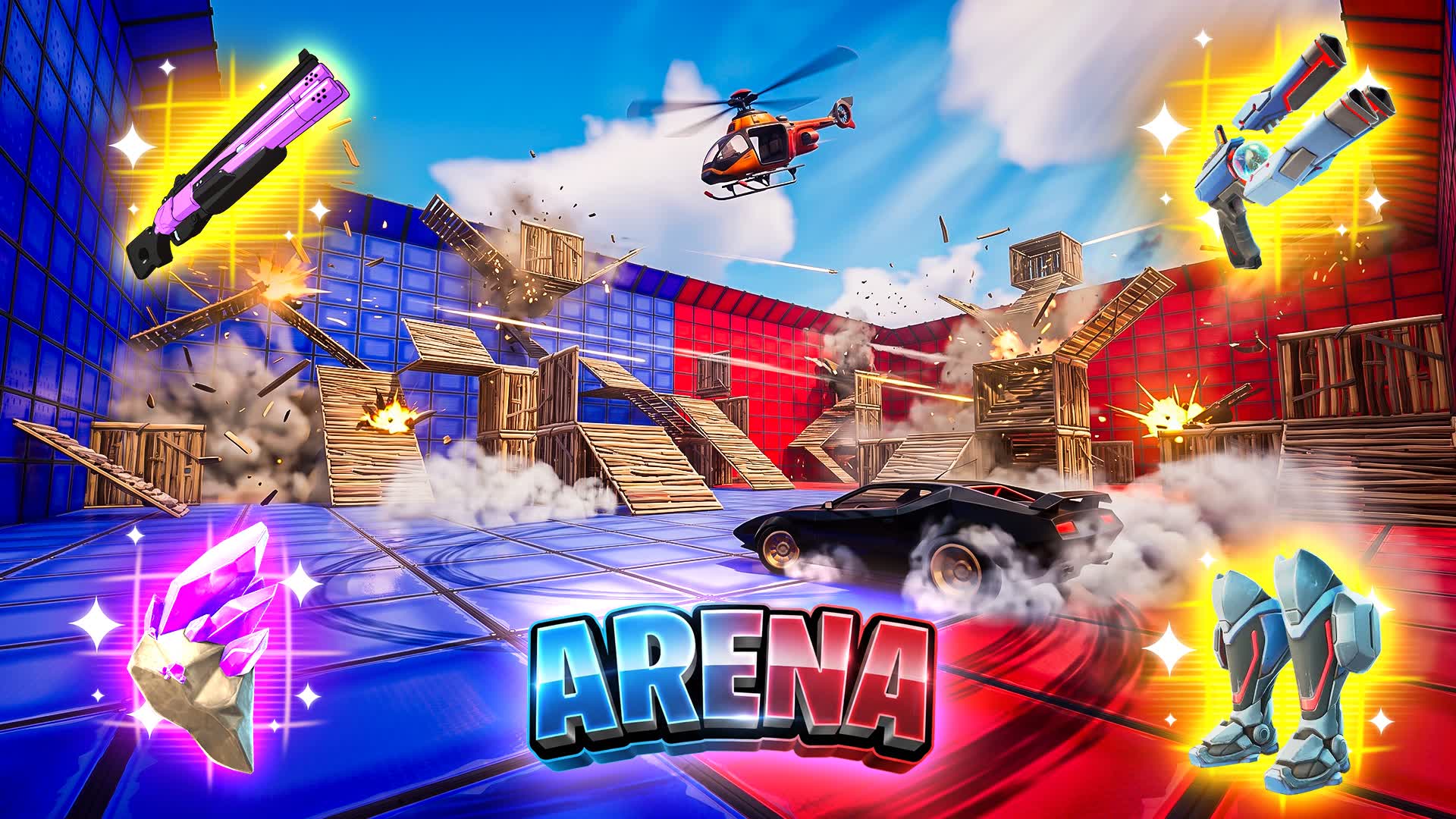 Red vs Blue Arena free for all — Fortnite Creative map