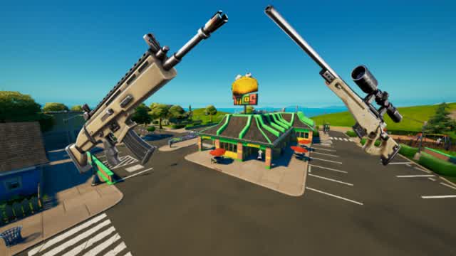 Greasy Grove Gun Game — Fortnite Creative map cover art