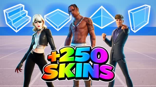 ALL SKINS FREE BUILD 250+ — Fortnite Creative map cover art