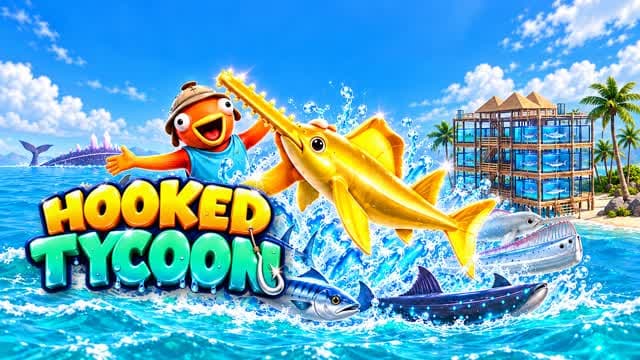 Hooked Tycoon: Fishing & Aquariums — Fortnite Creative map cover art