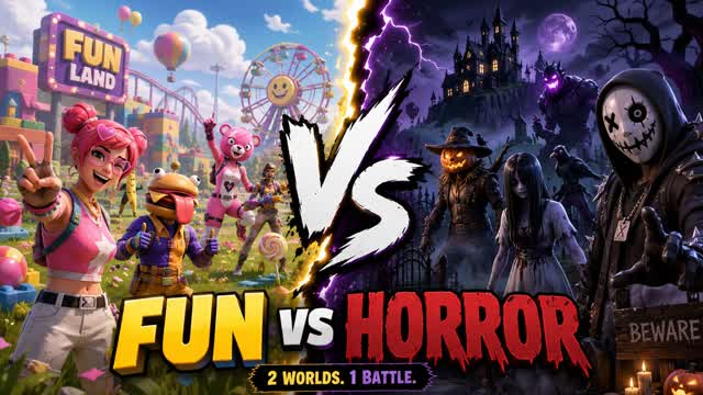 🧟‍♂️ HORROR vs FUN 🥳 — Fortnite Creative map cover art