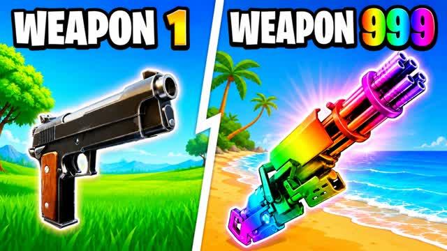 BEACH 🏖️ GUN GAME ONE SHOT FFA 💀 BOT — Fortnite Creative map cover art