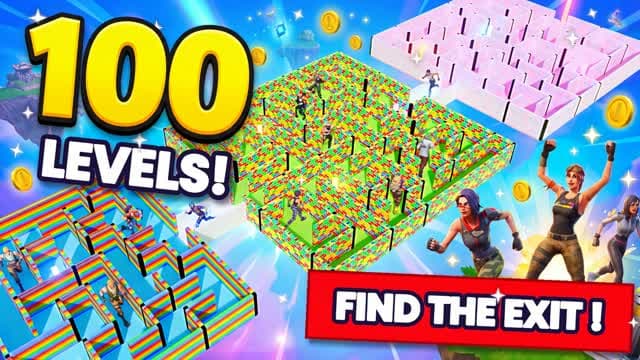 Find the exit! 🚪 100 levels — Fortnite Creative map