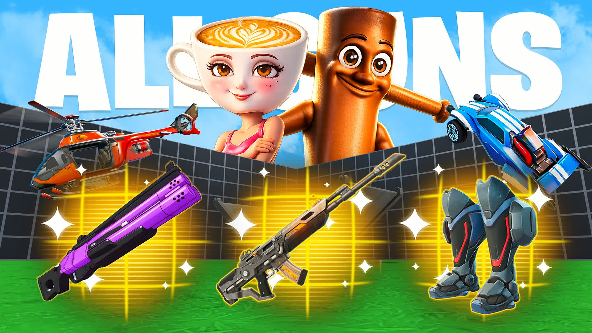 GOAT 1V1 ALL GUNS & CARS - كل الاسلحة — Fortnite Creative map