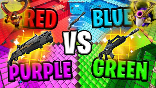 Red, Blue, Green, Purple TDM 🔴🔵🟢🟣 — Fortnite Creative map cover art