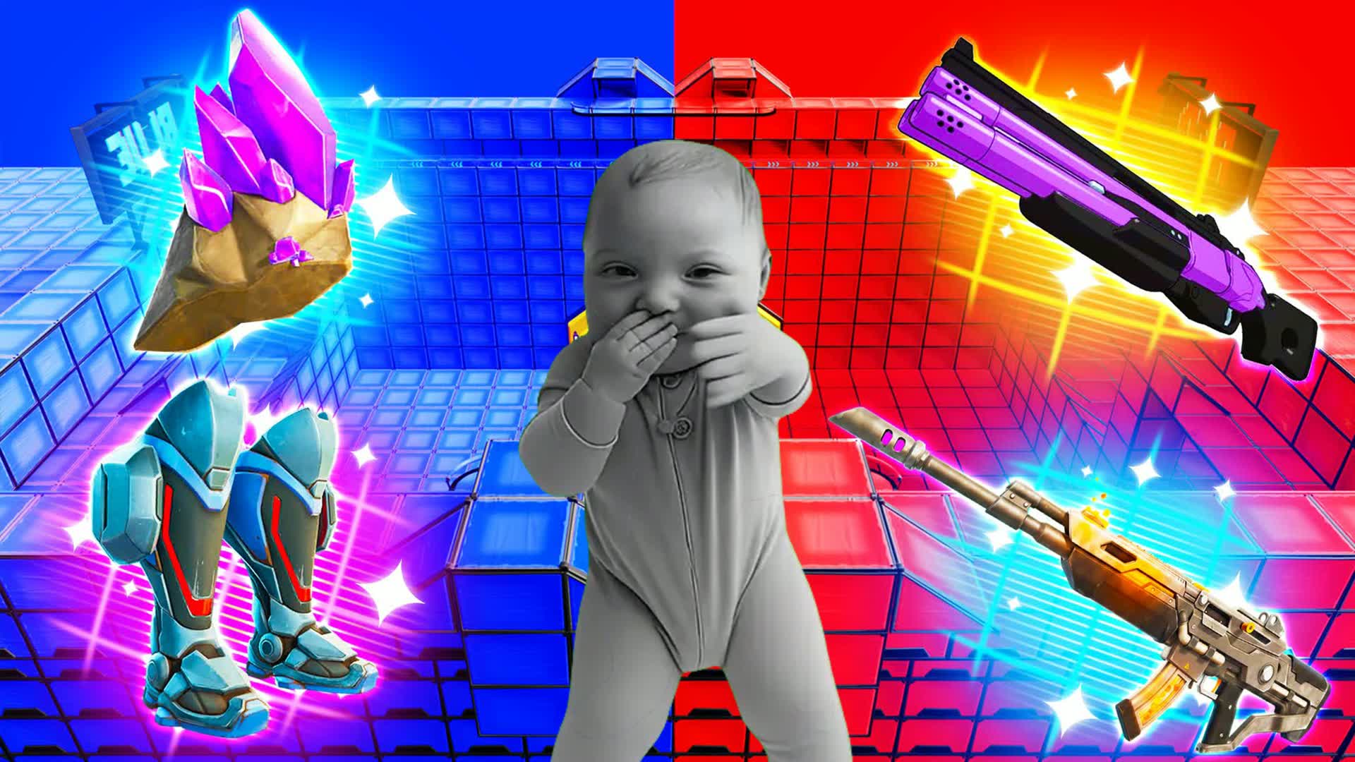 CRAZY RED VS BLUE 🔴🔵 BABY AI — Fortnite Creative map