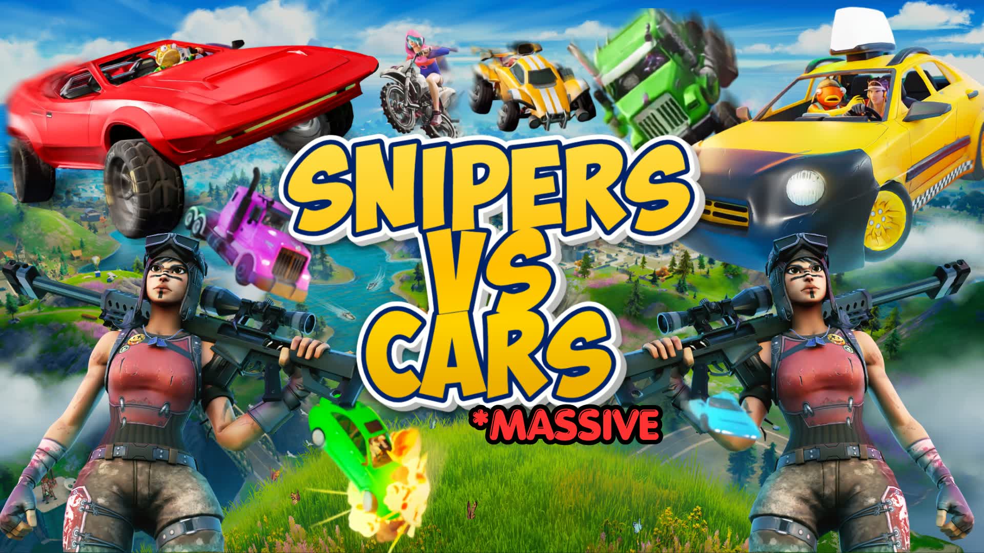SNIPERS VS CARS (MASSIVE) — Fortnite Creative map