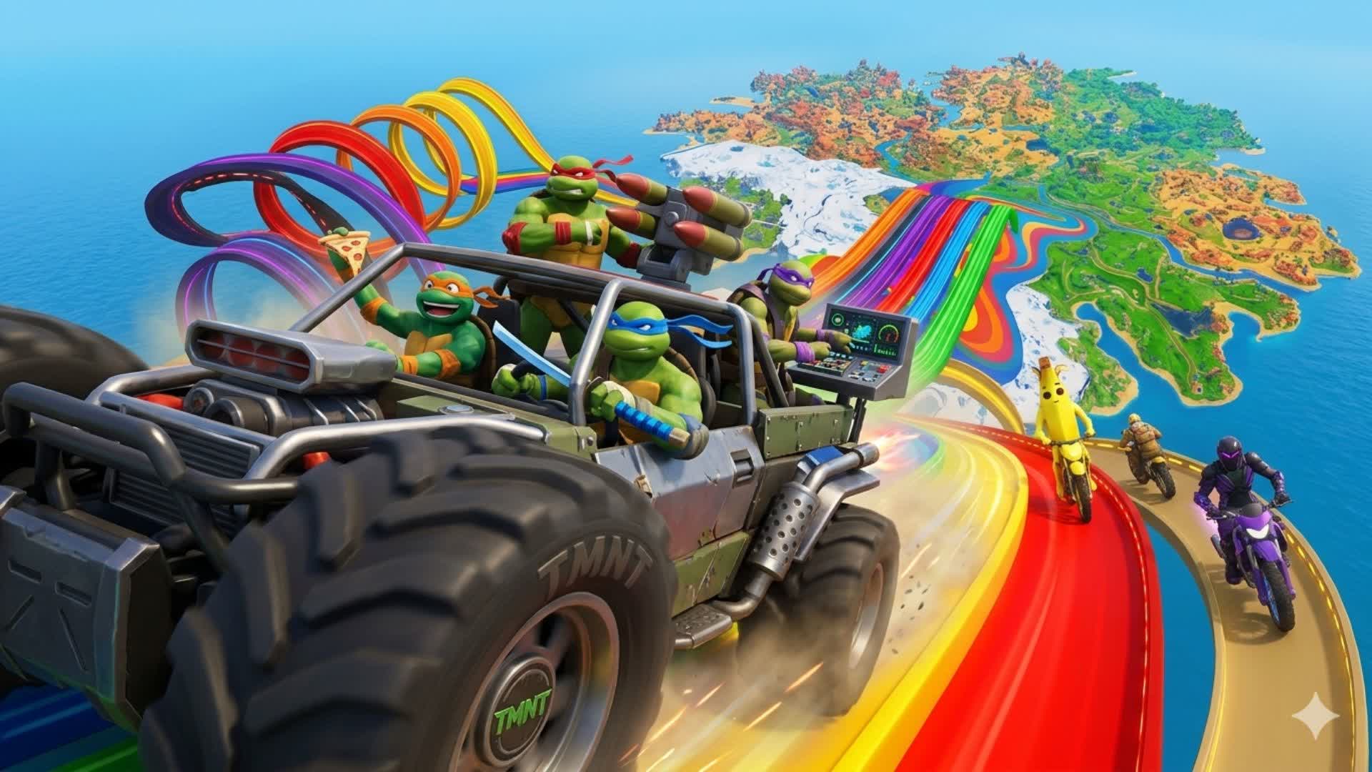 🚗 TMNT CAR GAME 🕹️WAR OF GUNS AND CARS — Fortnite Creative map