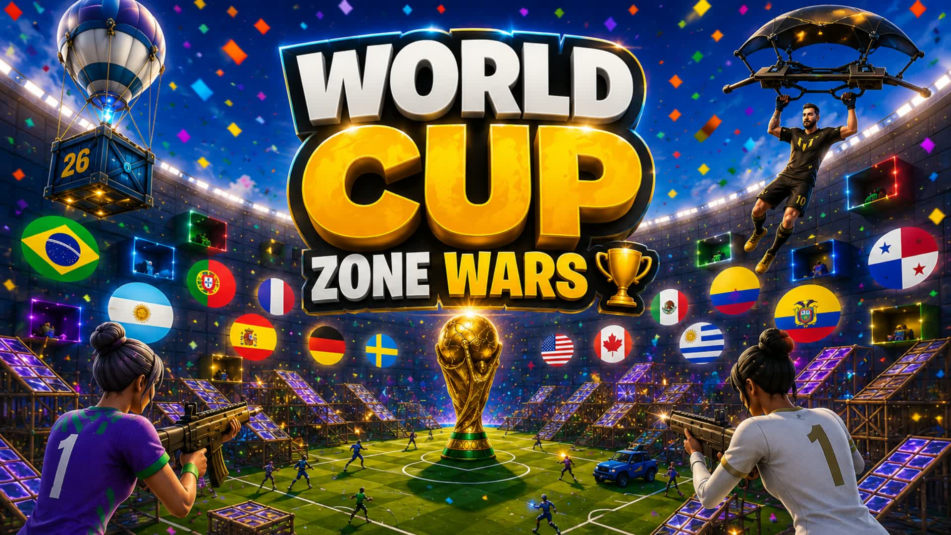 CRAZY ZONE WARS - WORLD CUP⚽ — Fortnite Creative map