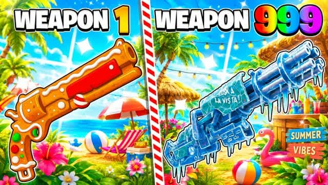 🌟SUPER CHAOS GUN GAME 🔫 ONE SHOT⭐️HERO — Fortnite Creative map cover art