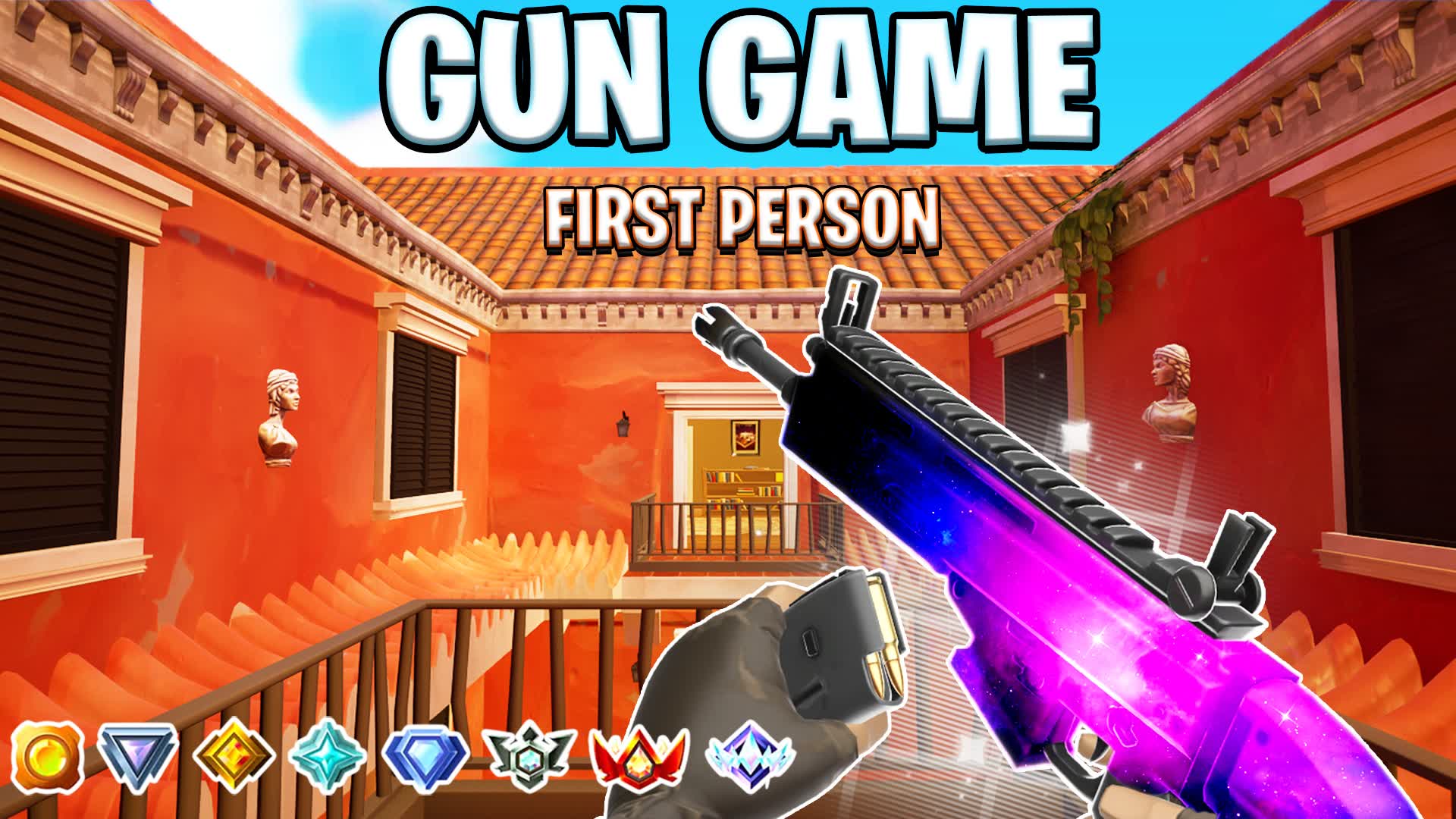 ⭐️ FIRST PERSON GUN GAME - STAKEOUT⭐️ — Fortnite Creative map