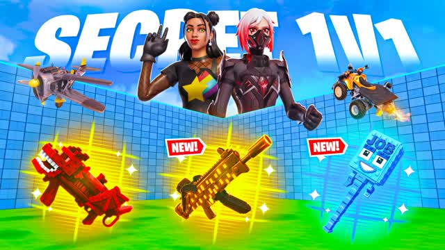 SECRET 1V1 FFA - ALL GUNS & RIDES — Fortnite Creative map cover art
