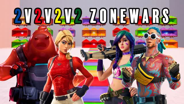 2v2v2v2 COLOR ZONE WARS — Fortnite Creative map cover art