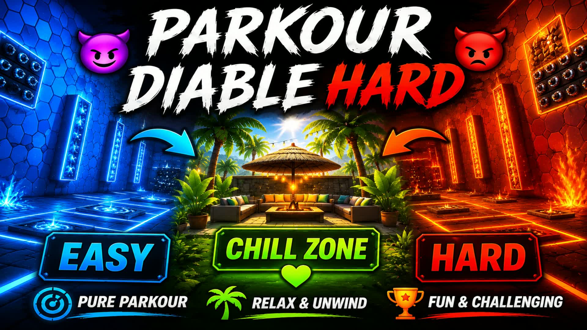 😈 PARKOUR DIABLE HARD 😡 | N'ENTRE PAS — Fortnite Creative map