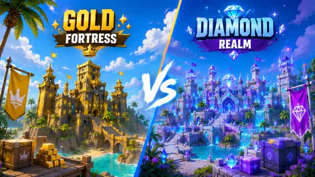 ✨ GOLD FORTRESS VS DIAMOND REALM 💎 — Fortnite Creative map cover art