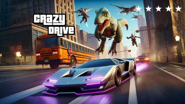 Crazy Drive City — Fortnite Creative map cover art