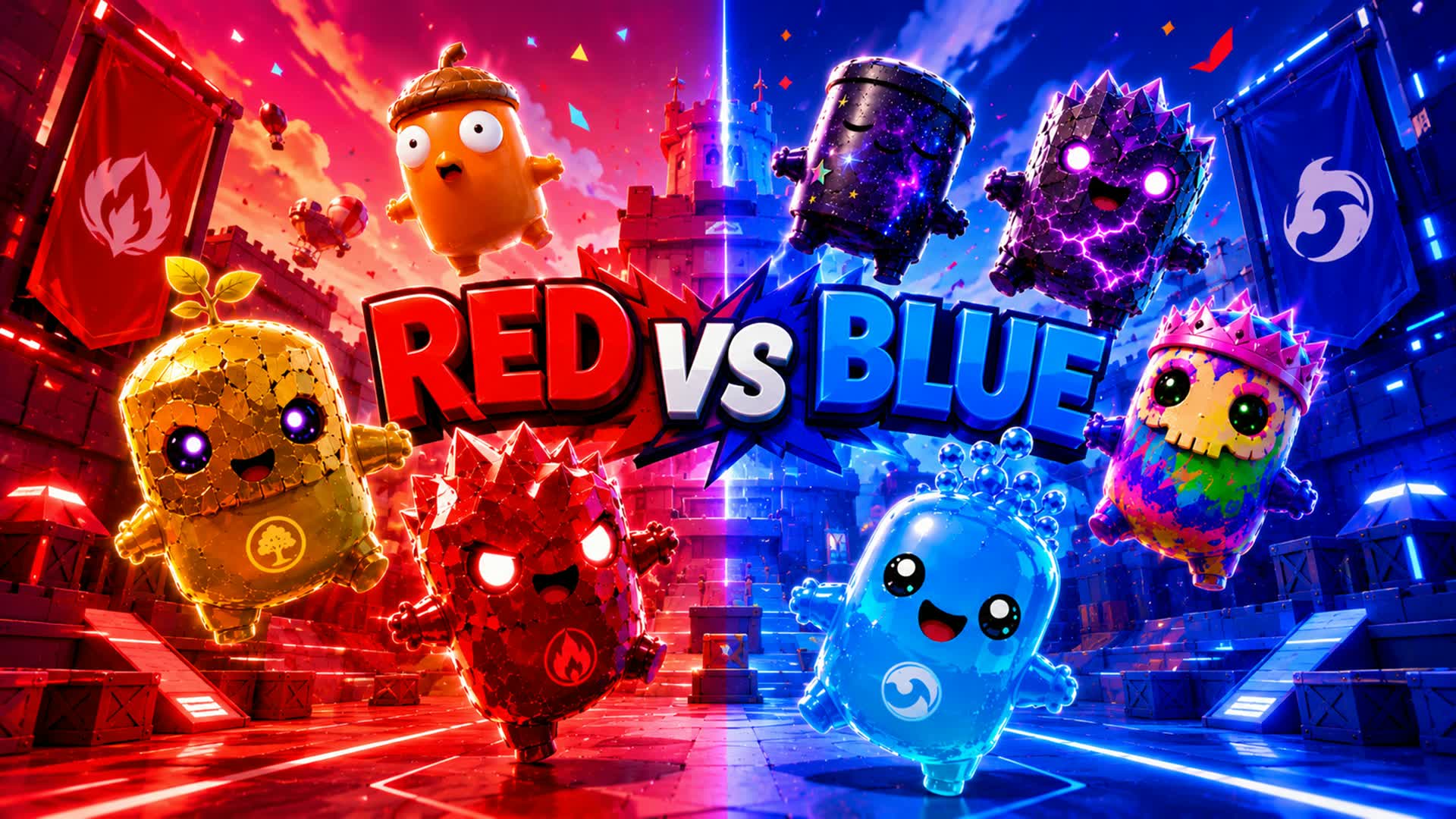 🌟 RED vs BLUE Action Heroes Arena 🌈 — Fortnite Creative map