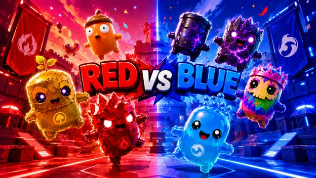 🌟 RED vs BLUE Action Heroes Arena 🌈 — Fortnite Creative map cover art