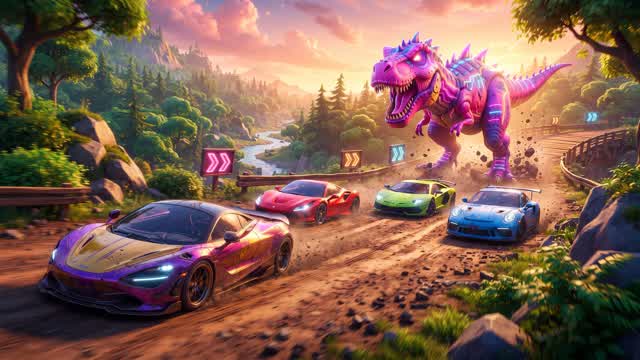 Dino Dash Rally — Fortnite Creative map