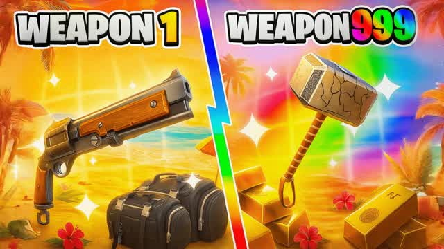 🌊Beach☀️Gun Game ONE SHOT⭐️HERO — Fortnite Creative map cover art