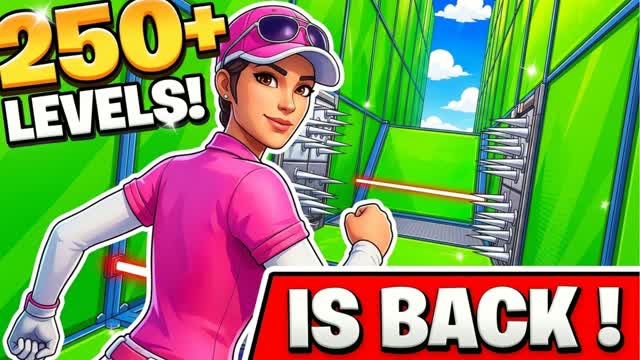 250 CRAZY LEVEL DEATHRUN (PARKOUR) — Fortnite Creative map cover art