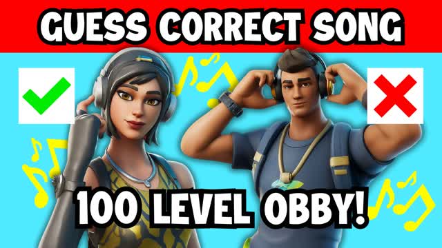 🌟 NAME THAT TUNE MUSIC OBBY 100+ 🎵 — Fortnite Creative map cover art
