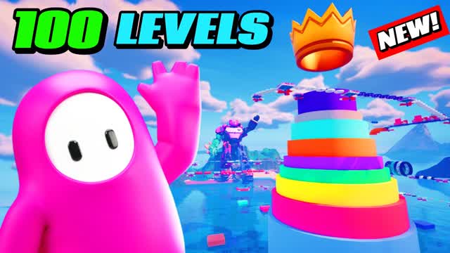 FALL GUYS 100 LEVEL DEATHRUN PARKOUR — Fortnite Creative map cover art