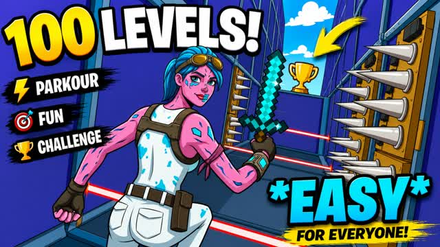 NEW PARKOUR DEFAULT - 100 NÍVEIS — Fortnite Creative map cover art