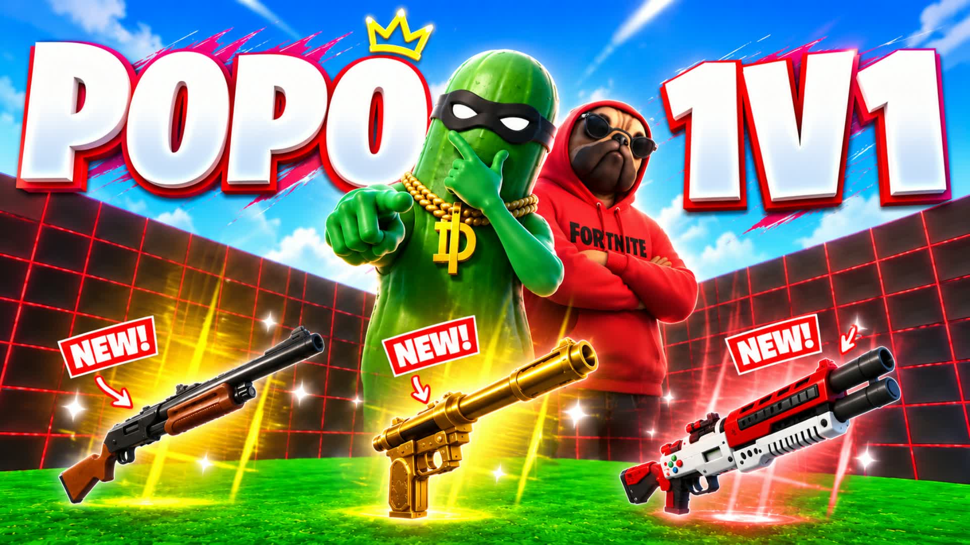 POPO 1V1 FFA - ALL GUNS & DRIVE โ Fortnite Creative map