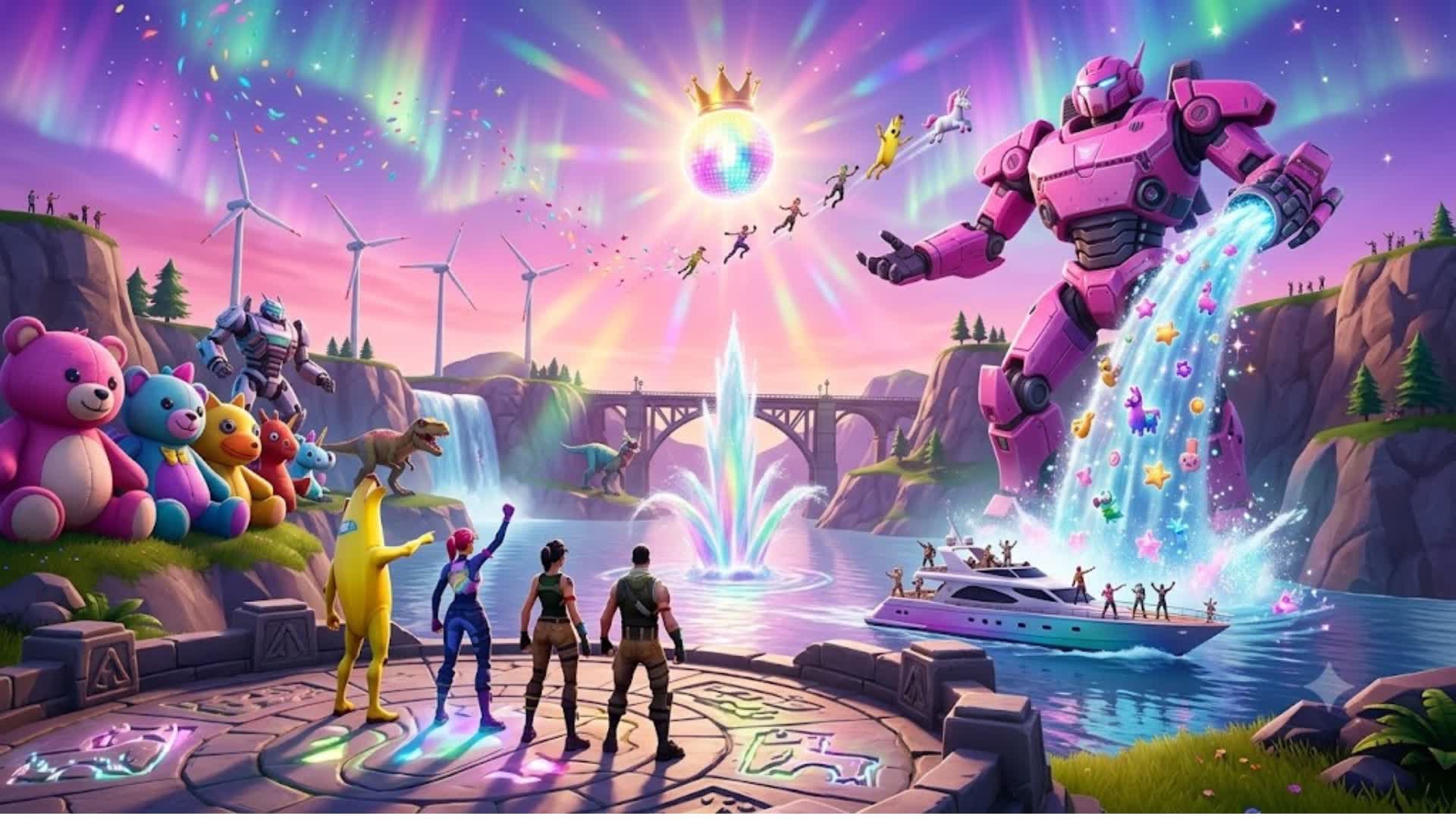Amusement park with all cars and weapons — Fortnite Creative map