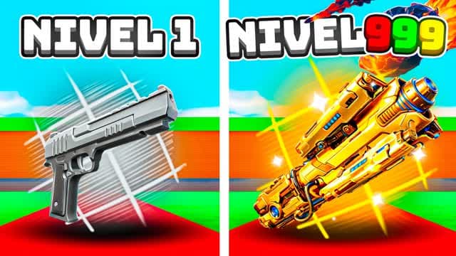 GUN GAME 🎯 CHAOS EVERY 60s (50 LEVELS) — Fortnite Creative map cover art