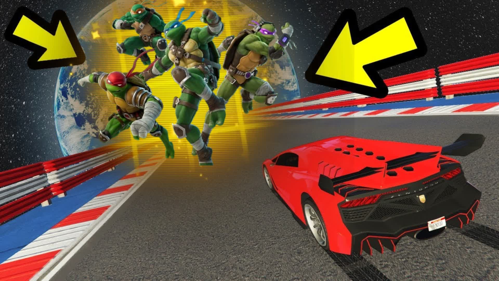 TMNT DRIVING MEGA RAMP * ALL WEAPONS — Fortnite Creative map
