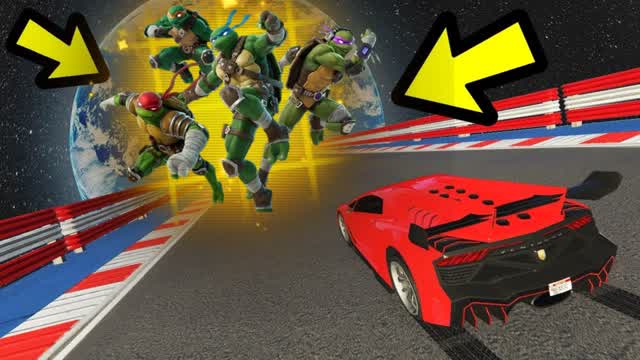 TMNT DRIVING MEGA RAMP * ALL WEAPONS — Fortnite Creative map