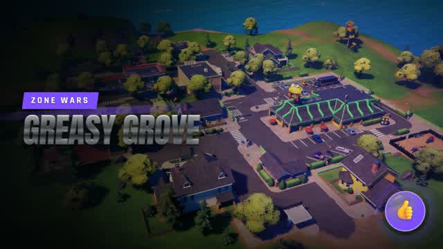 Greasy Grove Zone Wars💥 — Fortnite Creative map cover art