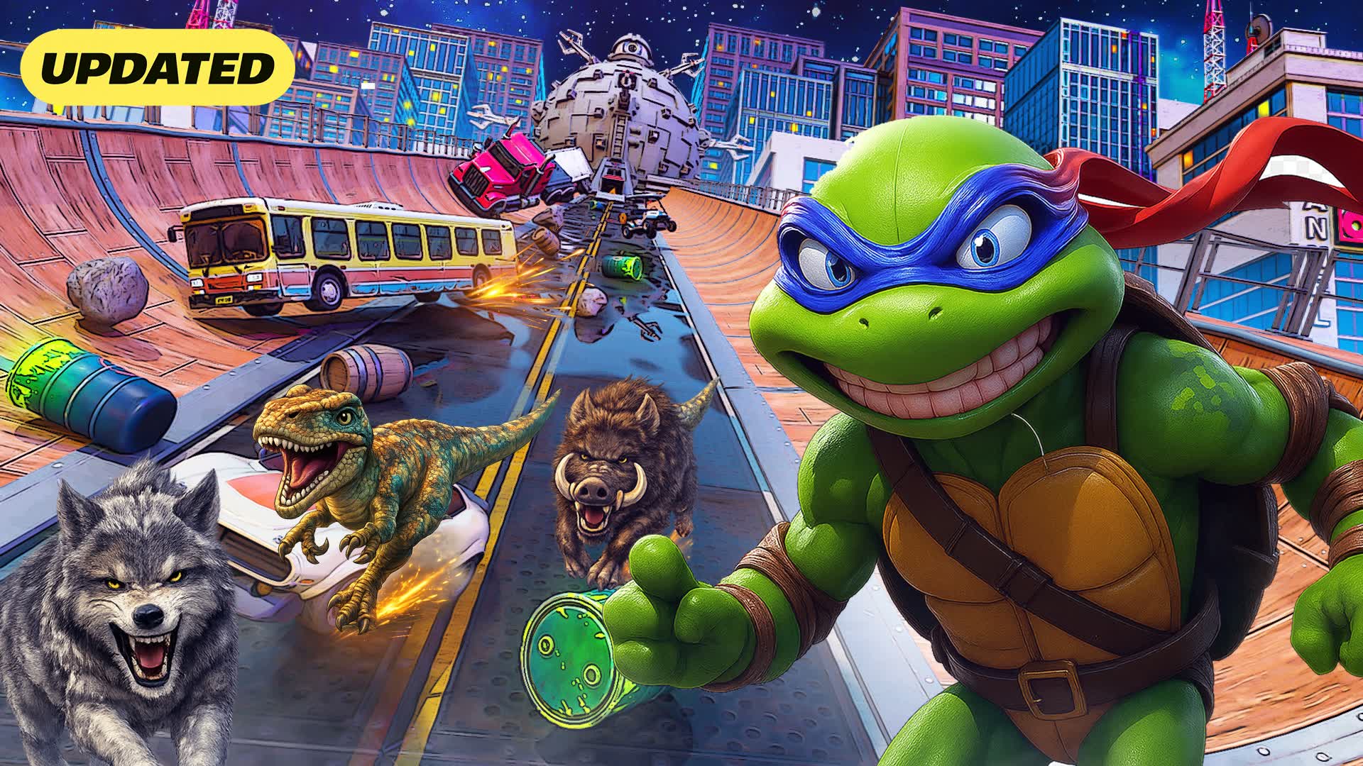 TMNT MEGA RAMP SURVIVAL 🌆🐢 — Fortnite Creative map