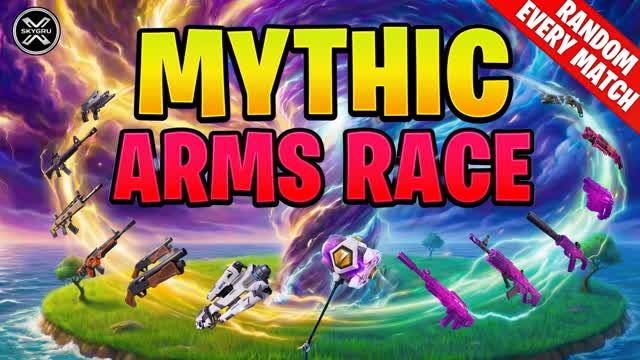 MYTHIC ARMS RACE — Fortnite Creative map cover art