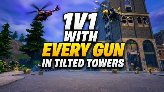 1V1 with Every Gun in Tilted Towers — Fortnite Creative map