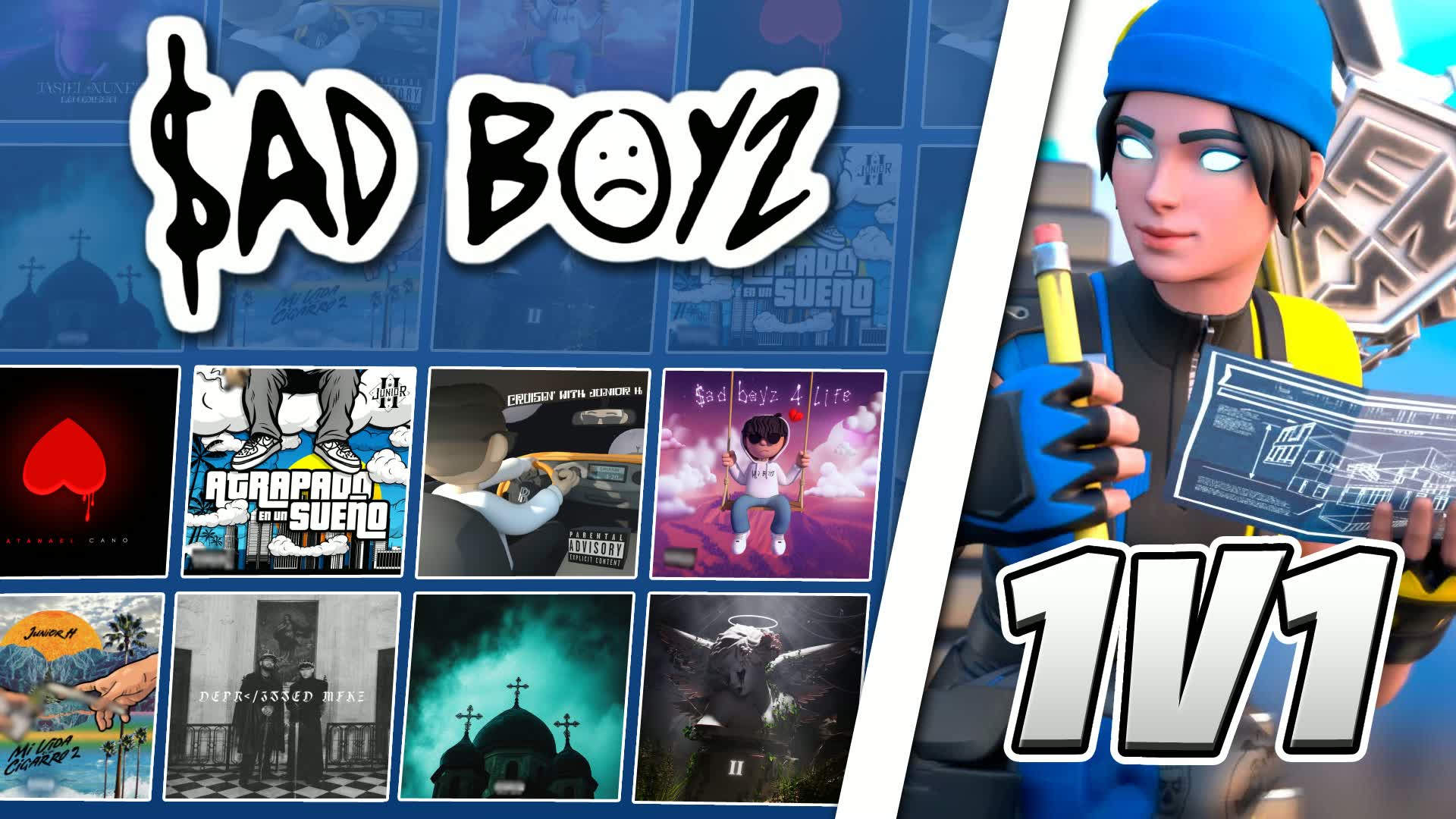 SAD BOYZ/JUNIOR H 1V1🎵[60+ CANCIONES] — Fortnite Creative map