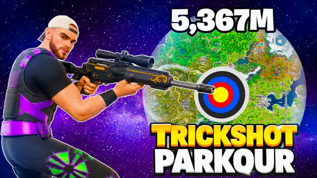 MEGA TRICKSHOT PARKOUR🎯100+LEVELS — Fortnite Creative map cover art