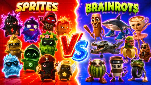SPRITES VS BRAINROTS 🔴🔵 — Fortnite Creative map cover art