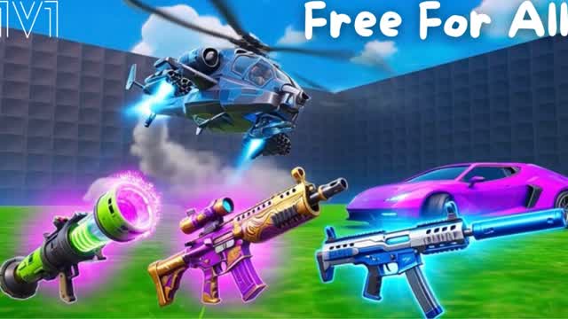 SUPER 1V1 FFL - ALL GUNS & VEHICLES — Fortnite Creative map cover art