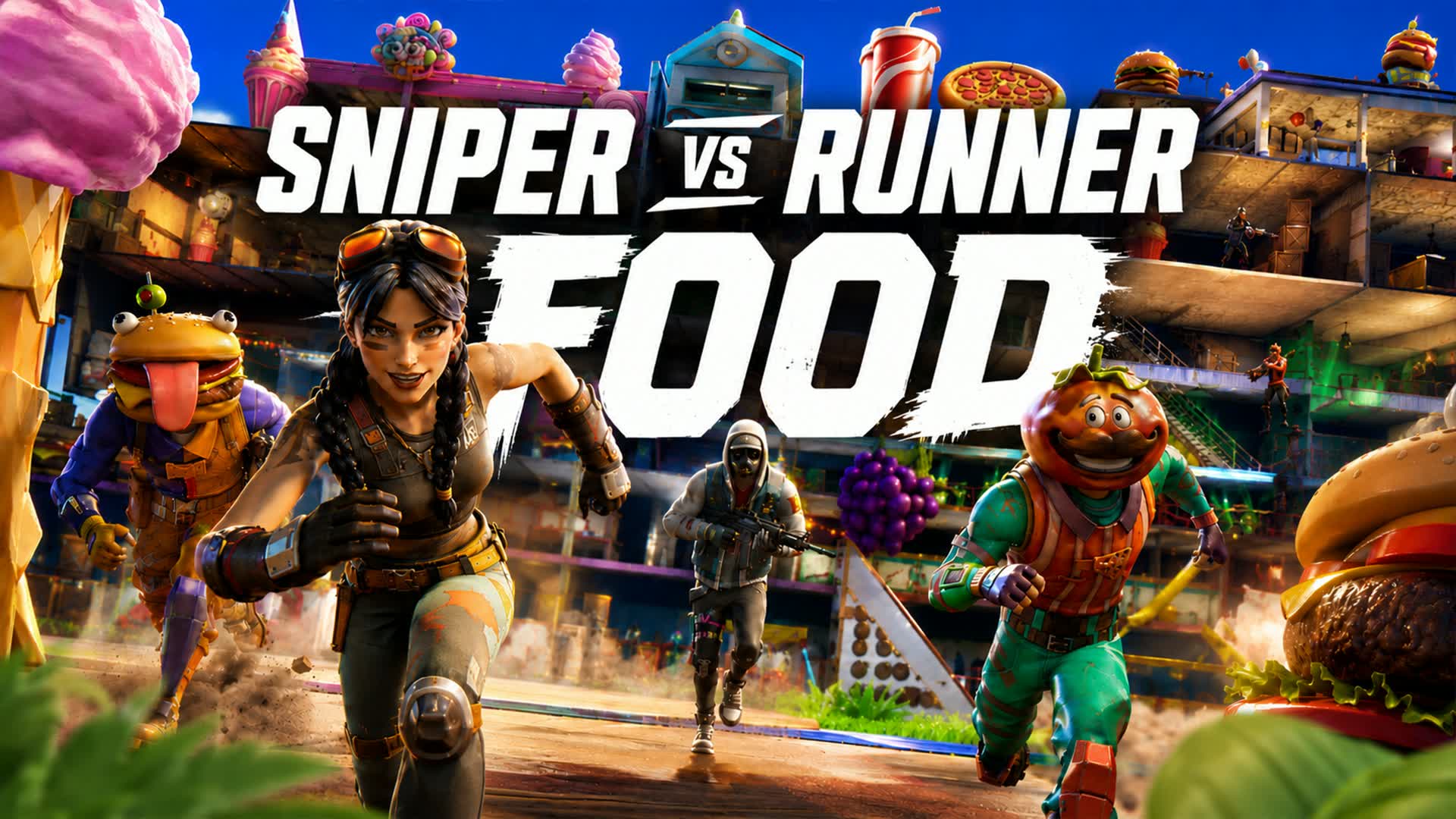🍔 SNIPER VS RUNNER - FOOD 🍕 — Fortnite Creative map
