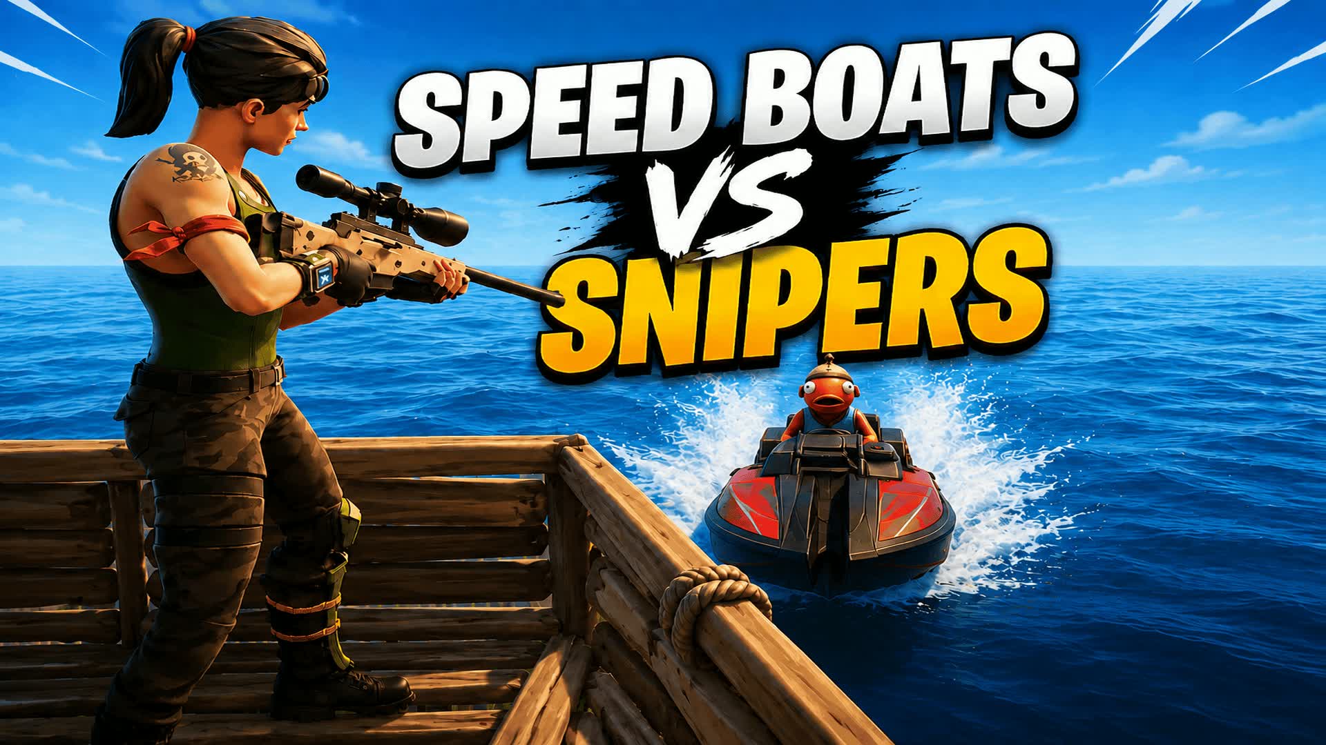 SPEED BOATS VS SNIPERS (FLOOR IS WATER) — Fortnite Creative map