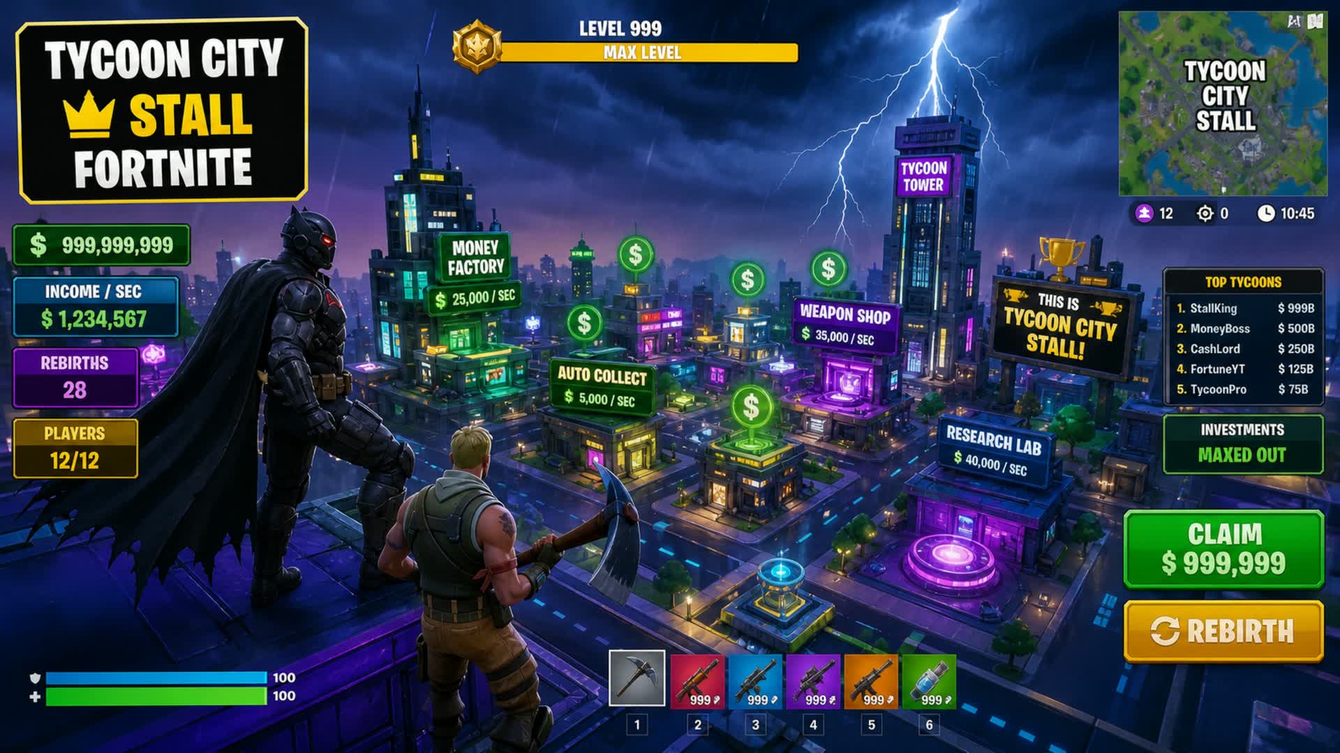 🔥 ULTIMATE CITY TYCOON — Fortnite Creative map