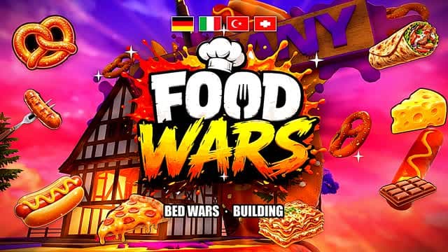 Bed Wars PvP - Build & Base - Food Wars — Fortnite Creative map cover art